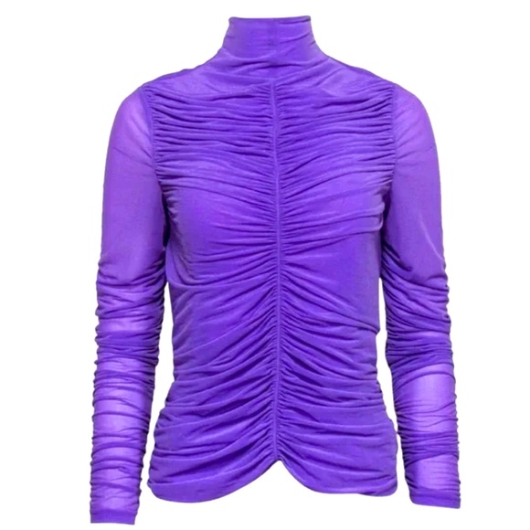 Diane von Furstenberg Purple Ruched Long Sleeve Top Women’s Size M - Picture 1 of 6